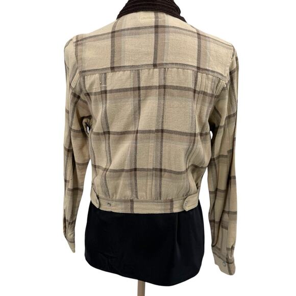 Deadstock Womens At Last Jeanswear Tan Plaid Cropped Pearl‎ Snap Jacket Small - Picture 5 of 10